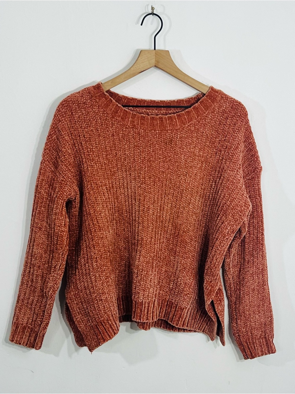 Aerie Salmon Chenille Pullover Sweater Soft Textured Knit Relaxed Fit Slouchy M